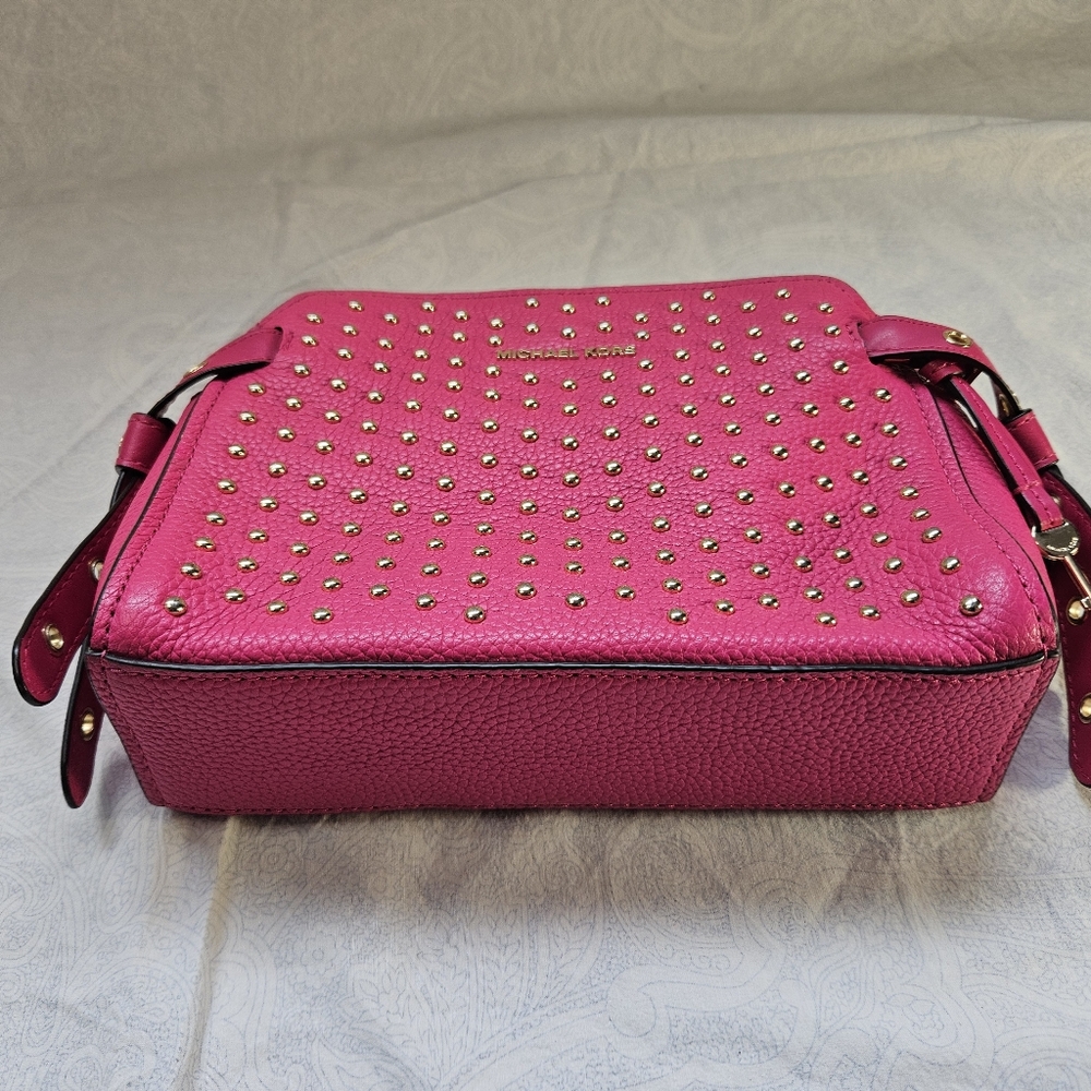 Michael Michael Kors Bristol Studded Leather Messenger bag Ultra Pink Crossbody - Picture 7 of 8